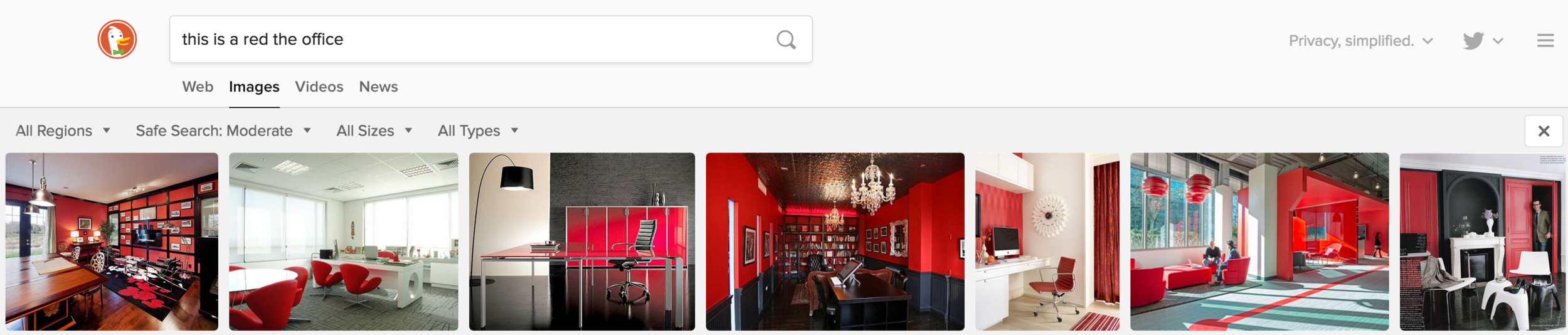 DuckDuckGo images search query for 'this is a red the office'