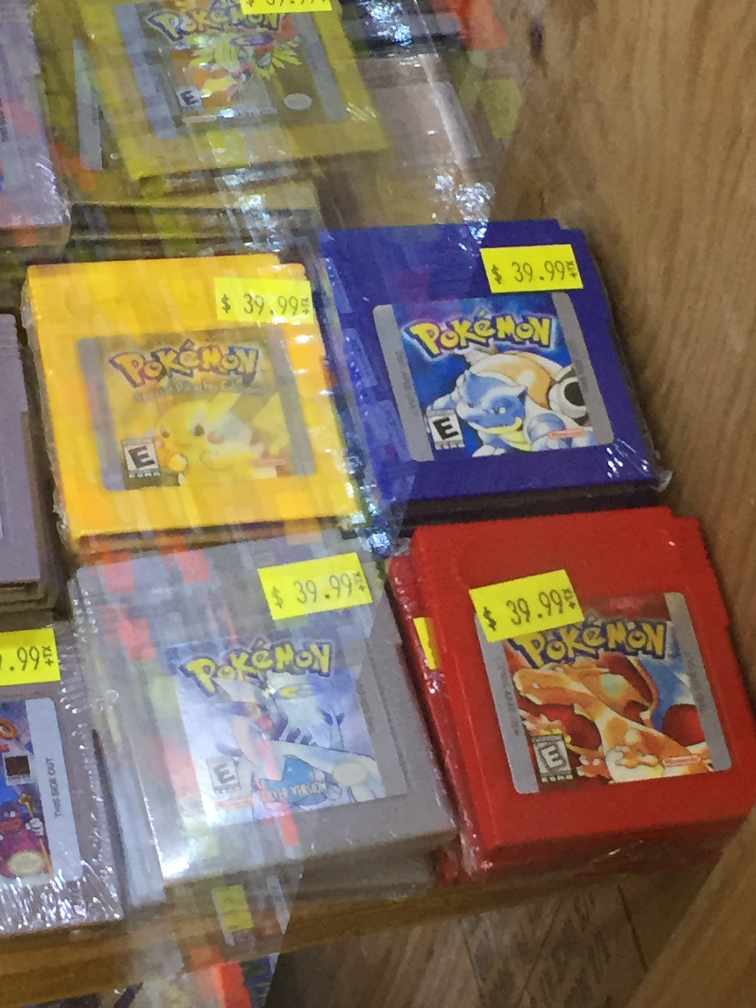 Used copies of Pokemon GameBoy games retailing for $39.99.