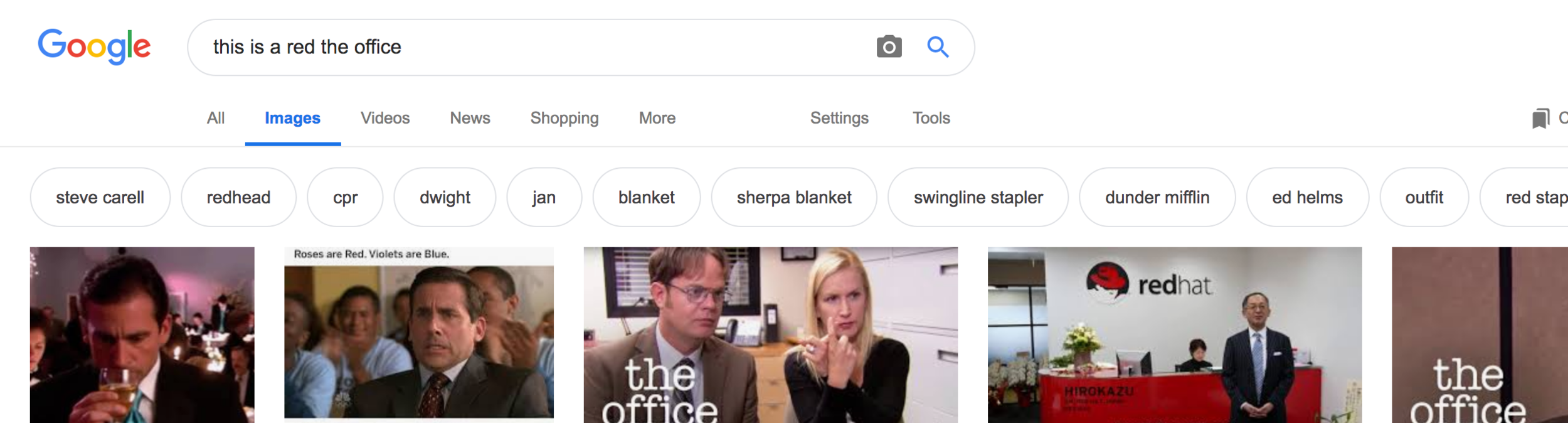 Google images search query for 'this is a red the office'